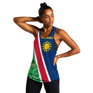 Namibia Gemsbok Women Racerback Tank Flag Design with African Patterns