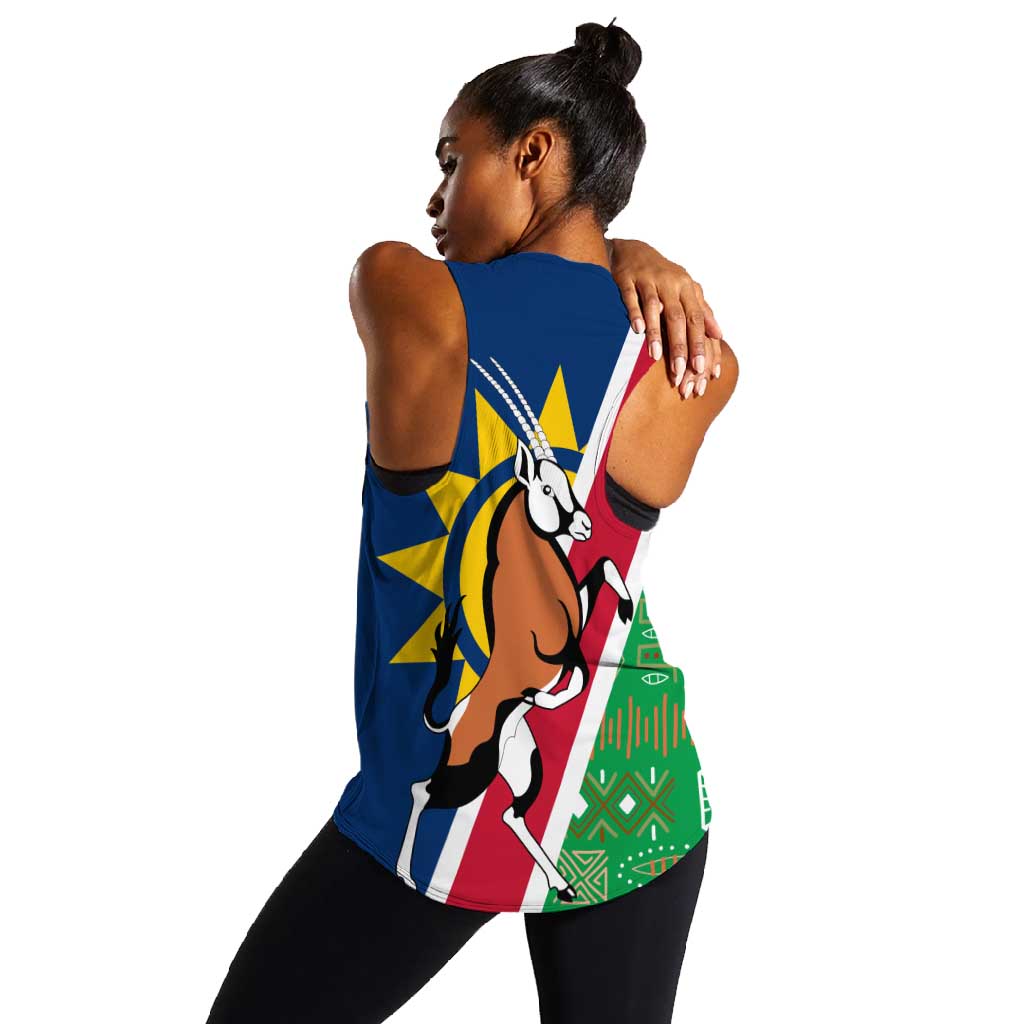 Namibia Gemsbok Women Racerback Tank Flag Design with African Patterns
