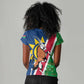 Namibia Gemsbok Women V-Neck T-Shirt Flag Design with African Patterns