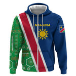 Namibia Gemsbok Zip Hoodie Flag Design with African Patterns