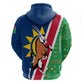 Namibia Gemsbok Zip Hoodie Flag Design with African Patterns
