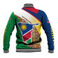 Afro Namibia Map Baseball Jacket National Emblem and Cultural Motif Design