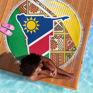 Afro Namibia Map Beach Blanket National Emblem and Cultural Motif Design