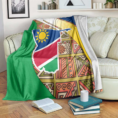 Afro Namibia Map Blanket National Emblem and Cultural Motif Design