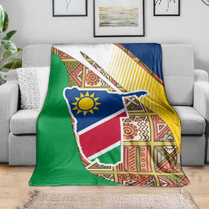 Afro Namibia Map Blanket National Emblem and Cultural Motif Design