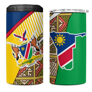 Afro Namibia Map 4 in 1 Can Cooler Tumbler National Emblem and Cultural Motif Design