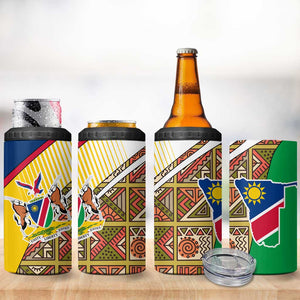 Afro Namibia Map 4 in 1 Can Cooler Tumbler National Emblem and Cultural Motif Design