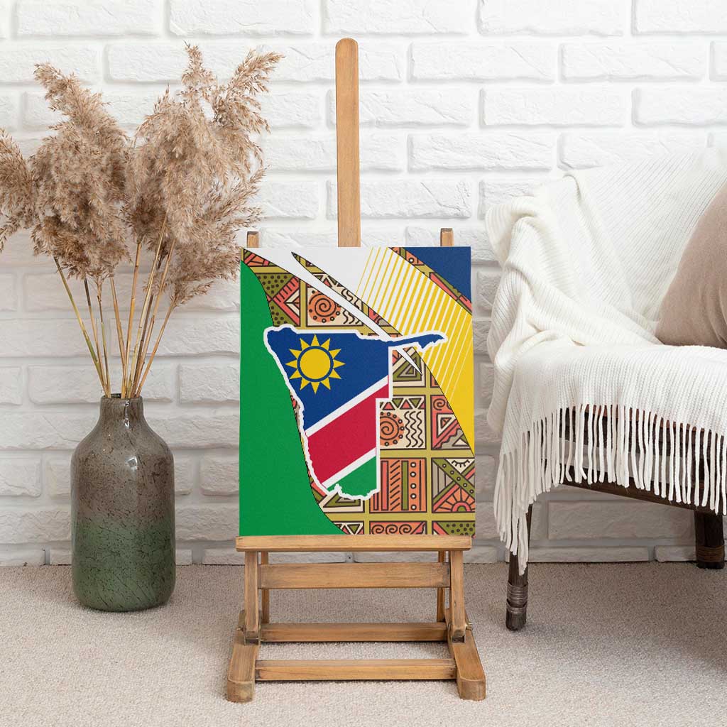 Afro Namibia Map Canvas Wall Art National Emblem and Cultural Motif Design