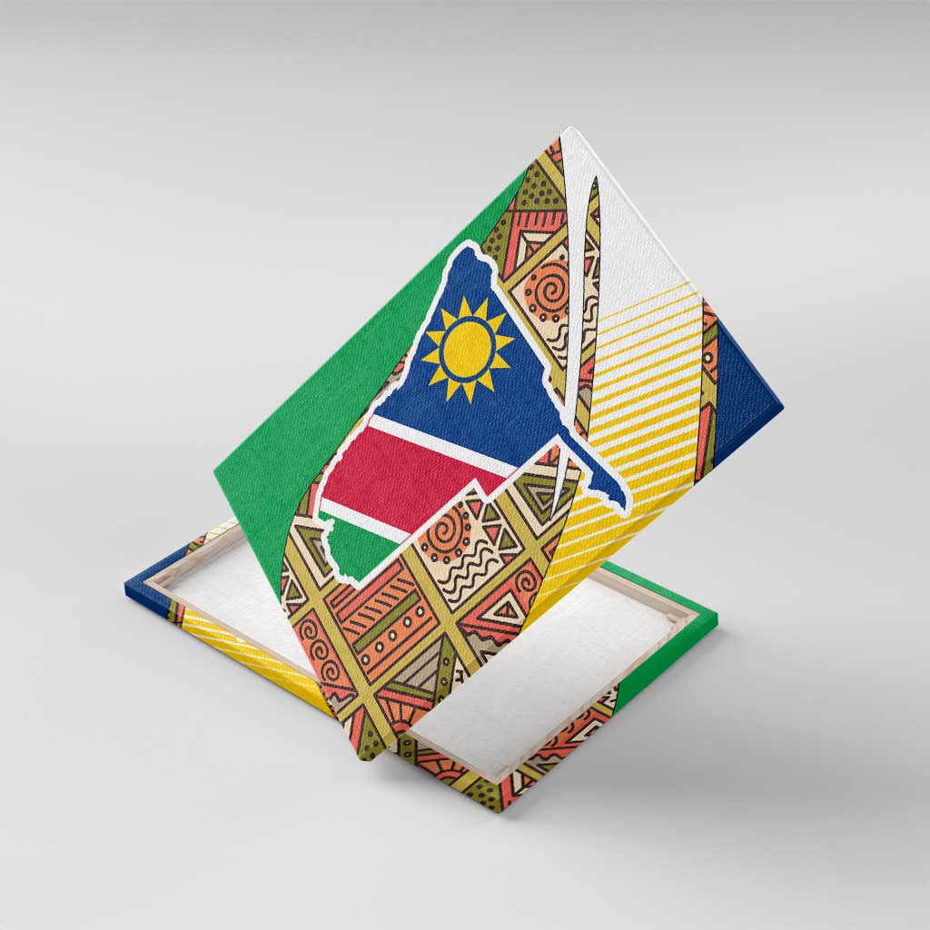 Afro Namibia Map Canvas Wall Art National Emblem and Cultural Motif Design