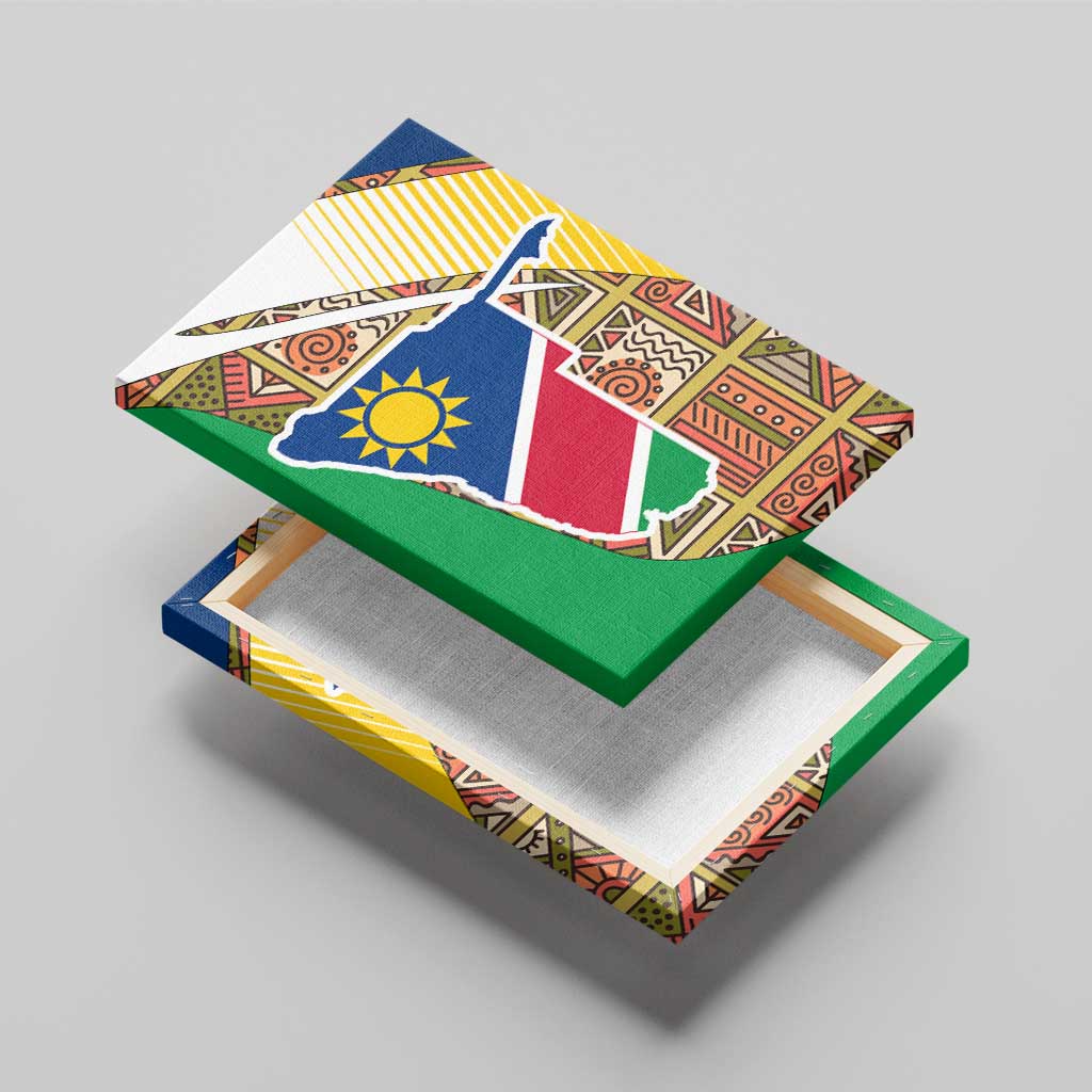 Afro Namibia Map Canvas Wall Art National Emblem and Cultural Motif Design