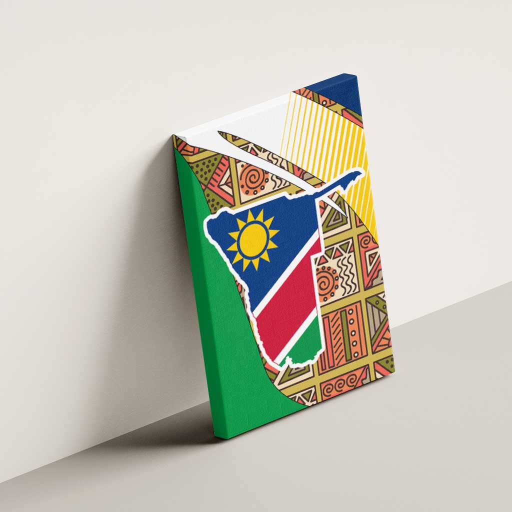 Afro Namibia Map Canvas Wall Art National Emblem and Cultural Motif Design