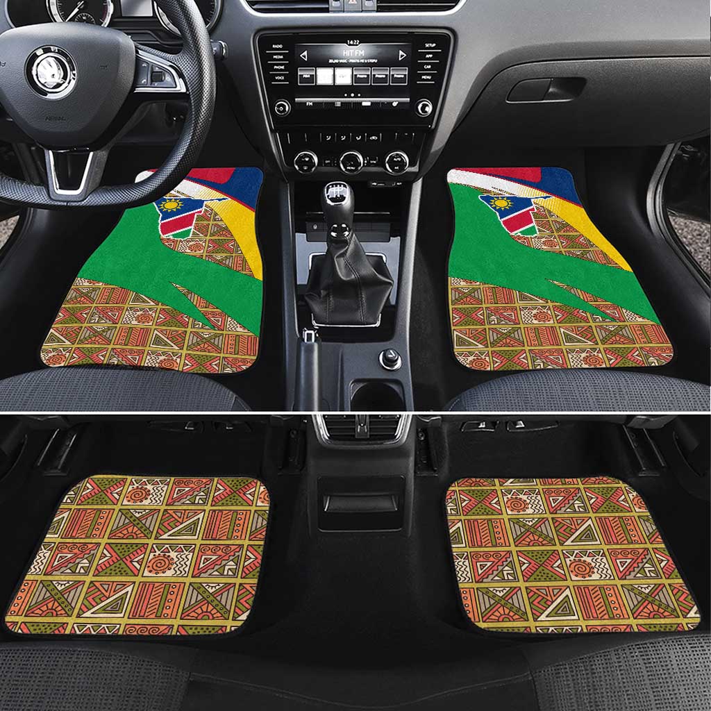 Afro Namibia Map Car Mats National Emblem and Cultural Motif Design