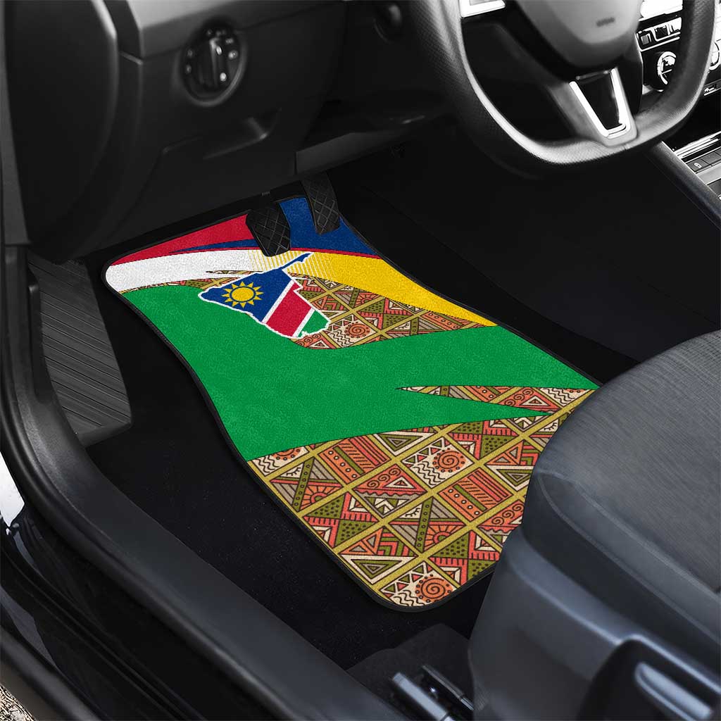 Afro Namibia Map Car Mats National Emblem and Cultural Motif Design