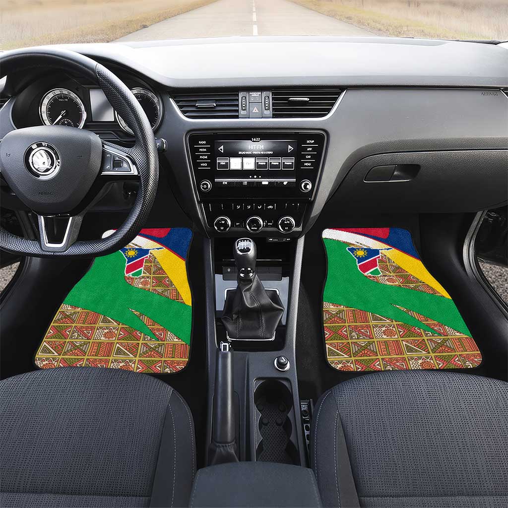 Afro Namibia Map Car Mats National Emblem and Cultural Motif Design