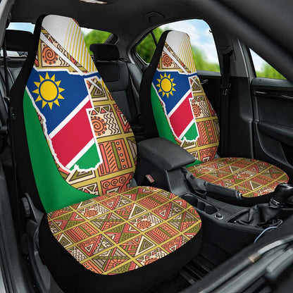 Afro Namibia Map Car Seat Cover National Emblem and Cultural Motif Design
