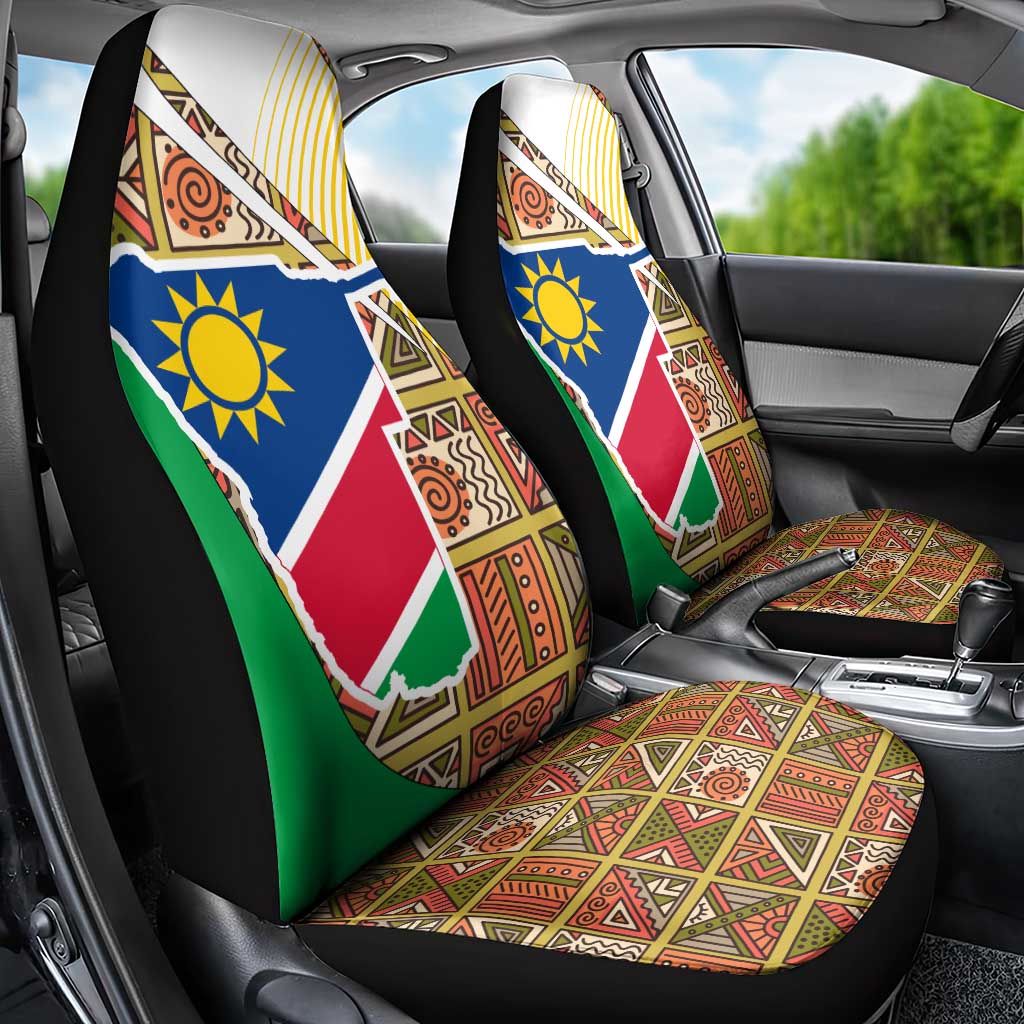 Afro Namibia Map Car Seat Cover National Emblem and Cultural Motif Design