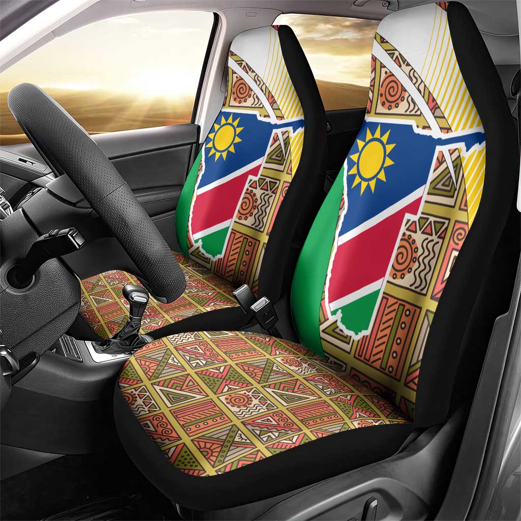Afro Namibia Map Car Seat Cover National Emblem and Cultural Motif Design