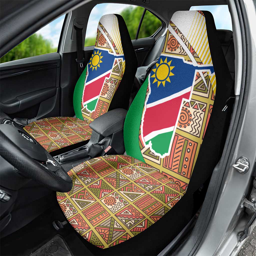 Afro Namibia Map Car Seat Cover National Emblem and Cultural Motif Design