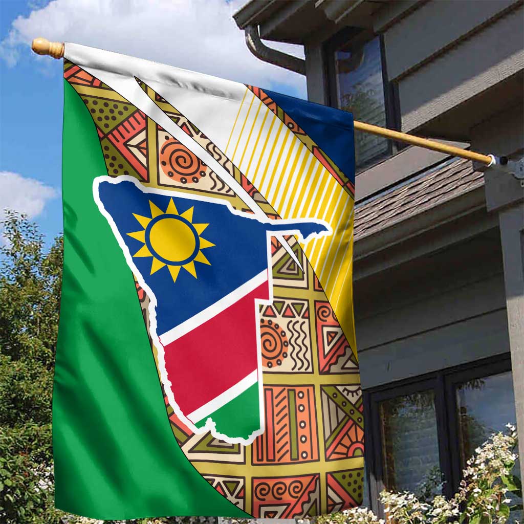 Afro Namibia Map Garden Flag National Emblem and Cultural Motif Design