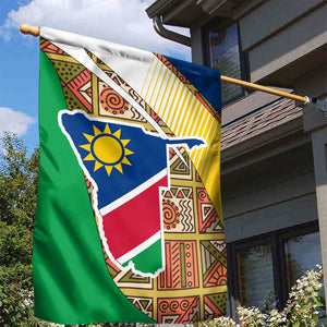 Afro Namibia Map Garden Flag National Emblem and Cultural Motif Design