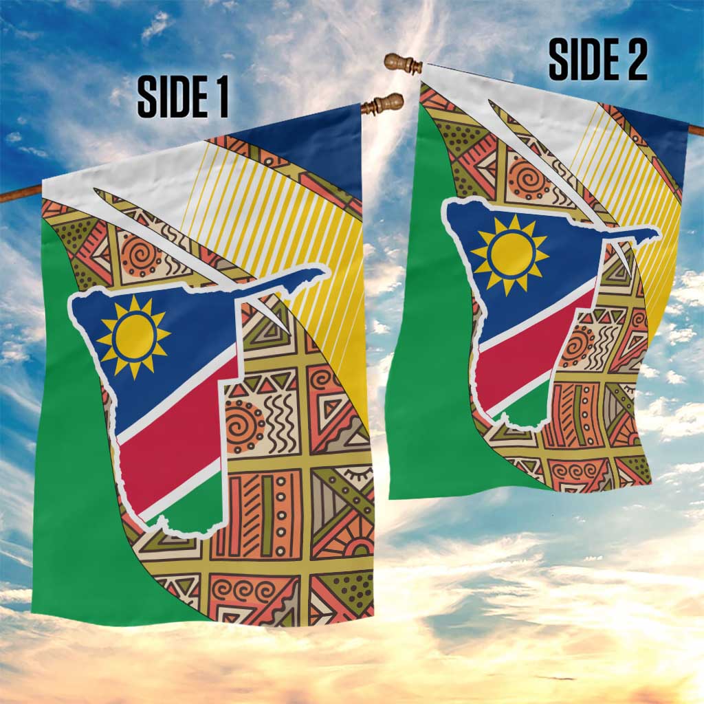 Afro Namibia Map Garden Flag National Emblem and Cultural Motif Design