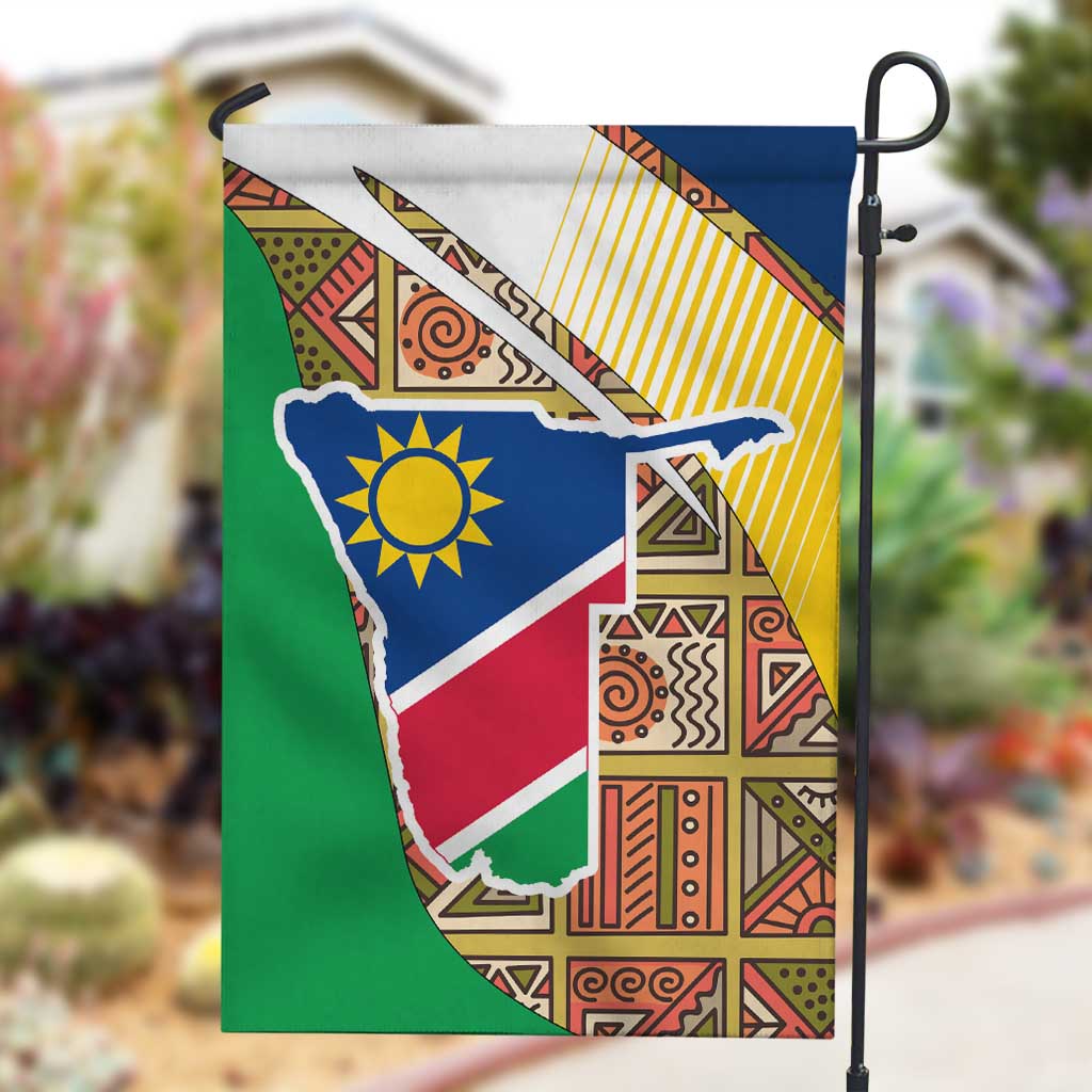 Afro Namibia Map Garden Flag National Emblem and Cultural Motif Design