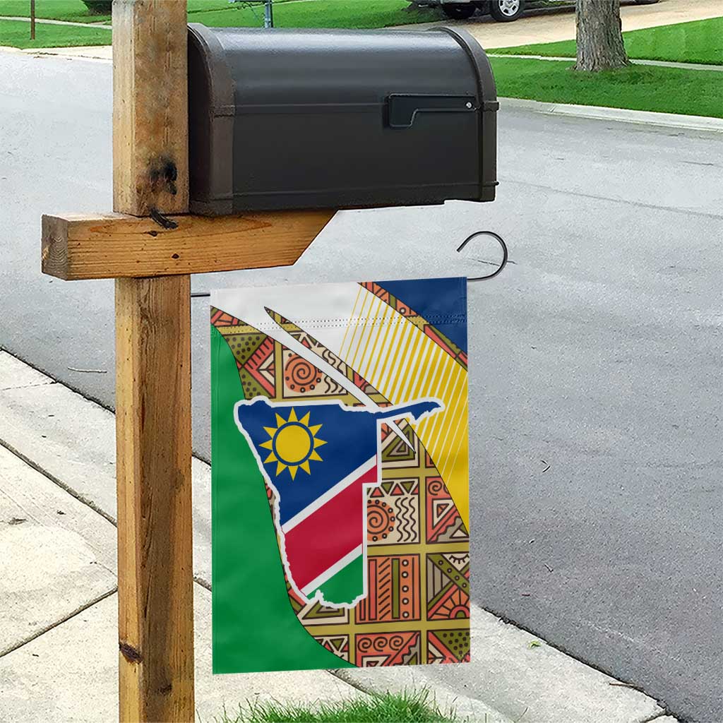 Afro Namibia Map Garden Flag National Emblem and Cultural Motif Design