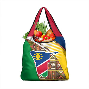 Afro Namibia Map Grocery Bag National Emblem and Cultural Motif Design