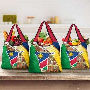 Afro Namibia Map Grocery Bag National Emblem and Cultural Motif Design
