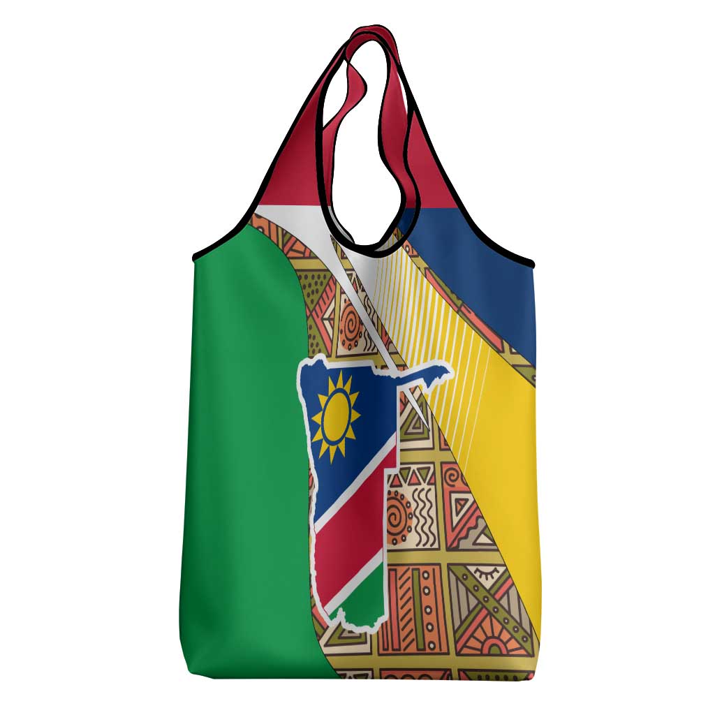 Afro Namibia Map Grocery Bag National Emblem and Cultural Motif Design