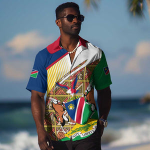 Afro Namibia Map Hawaiian Shirt National Emblem and Cultural Motif Design