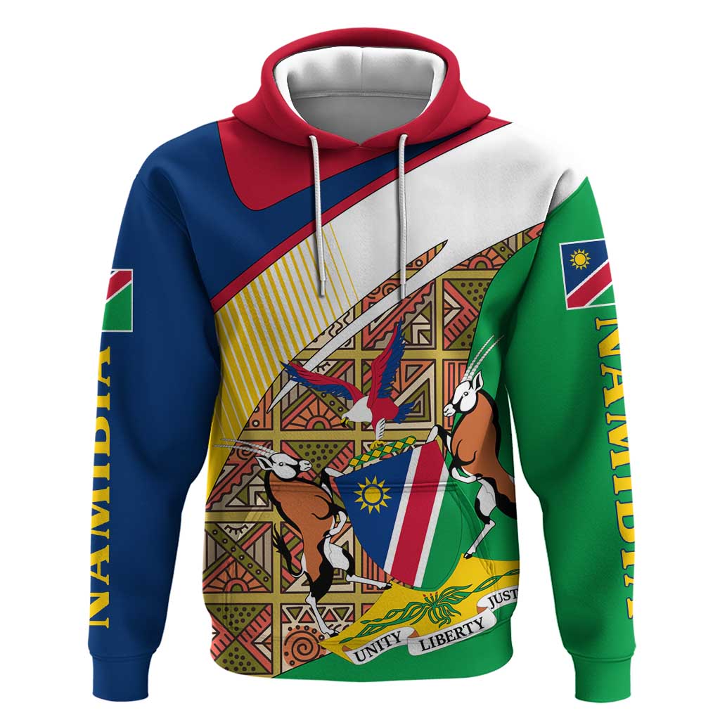 Afro Namibia Map Hoodie National Emblem and Cultural Motif Design