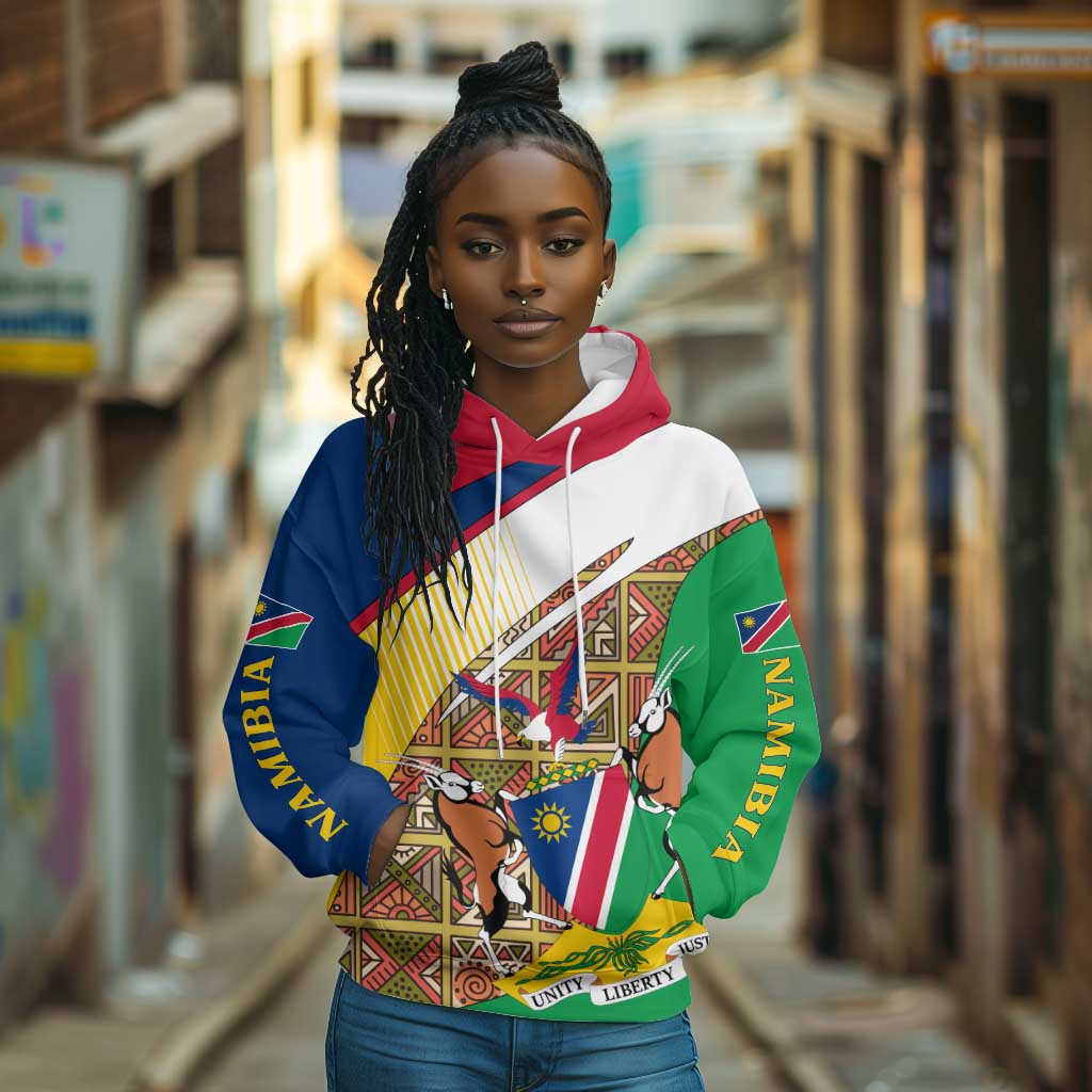 Afro Namibia Map Hoodie National Emblem and Cultural Motif Design