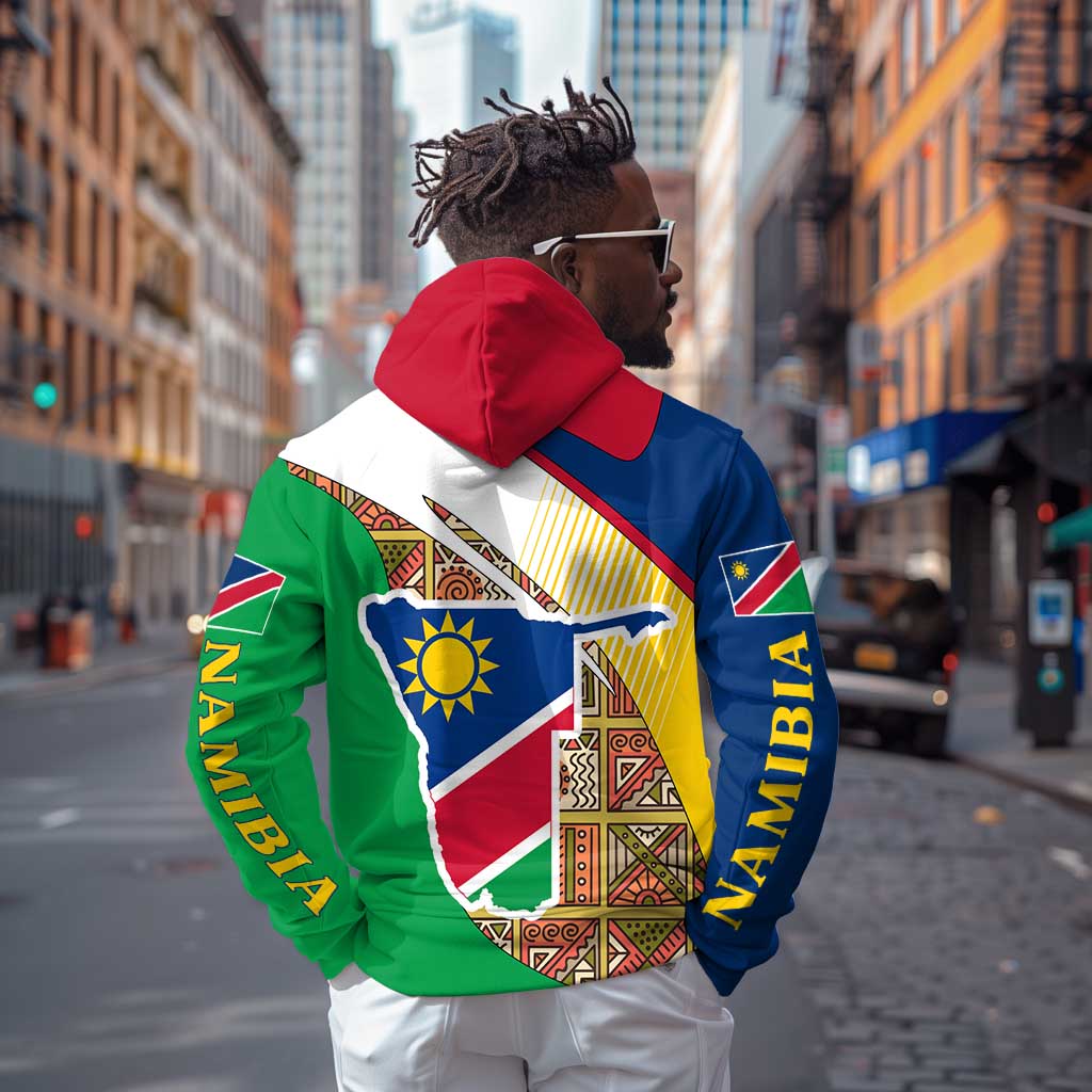 Afro Namibia Map Hoodie National Emblem and Cultural Motif Design