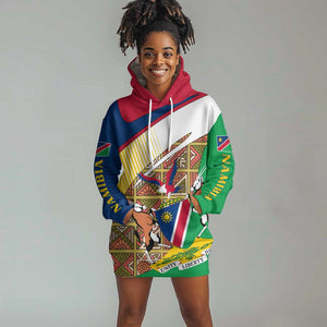 Afro Namibia Map Hoodie Dress National Emblem and Cultural Motif Design