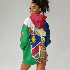 Afro Namibia Map Hoodie Dress National Emblem and Cultural Motif Design