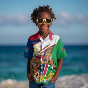 Afro Namibia Map Kid Hawaiian Shirt National Emblem and Cultural Motif Design