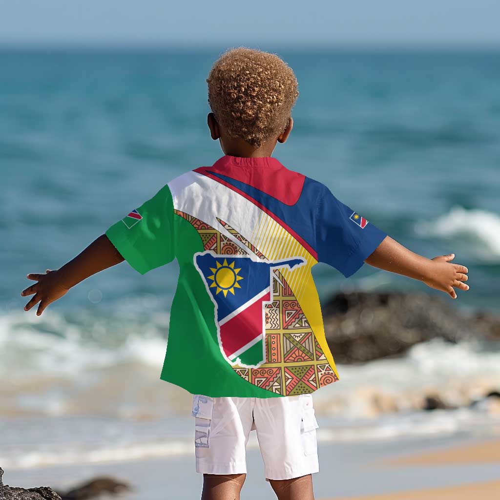Afro Namibia Map Kid Hawaiian Shirt National Emblem and Cultural Motif Design