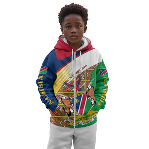 Afro Namibia Map Kid Hoodie National Emblem and Cultural Motif Design