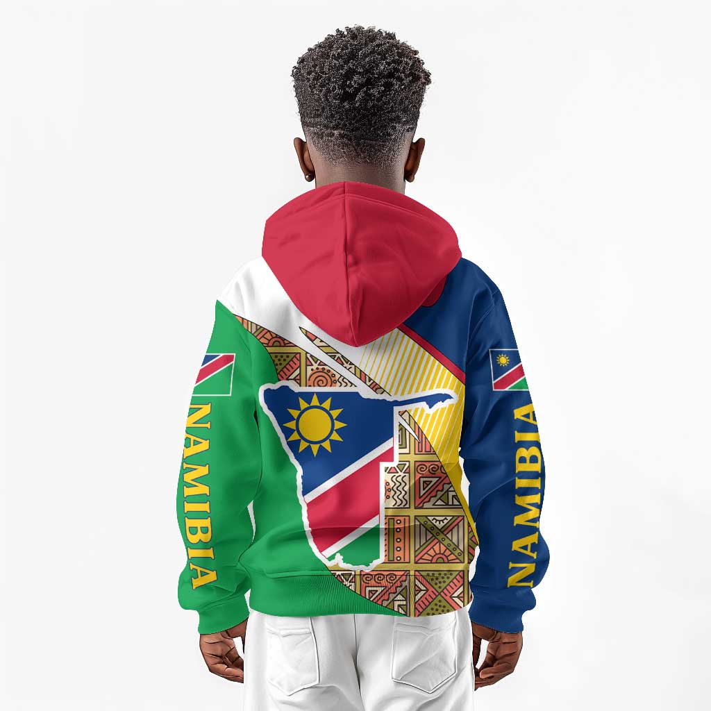 Afro Namibia Map Kid Hoodie National Emblem and Cultural Motif Design