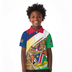 Afro Namibia Map Kid Polo Shirt National Emblem and Cultural Motif Design