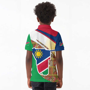Afro Namibia Map Kid Polo Shirt National Emblem and Cultural Motif Design