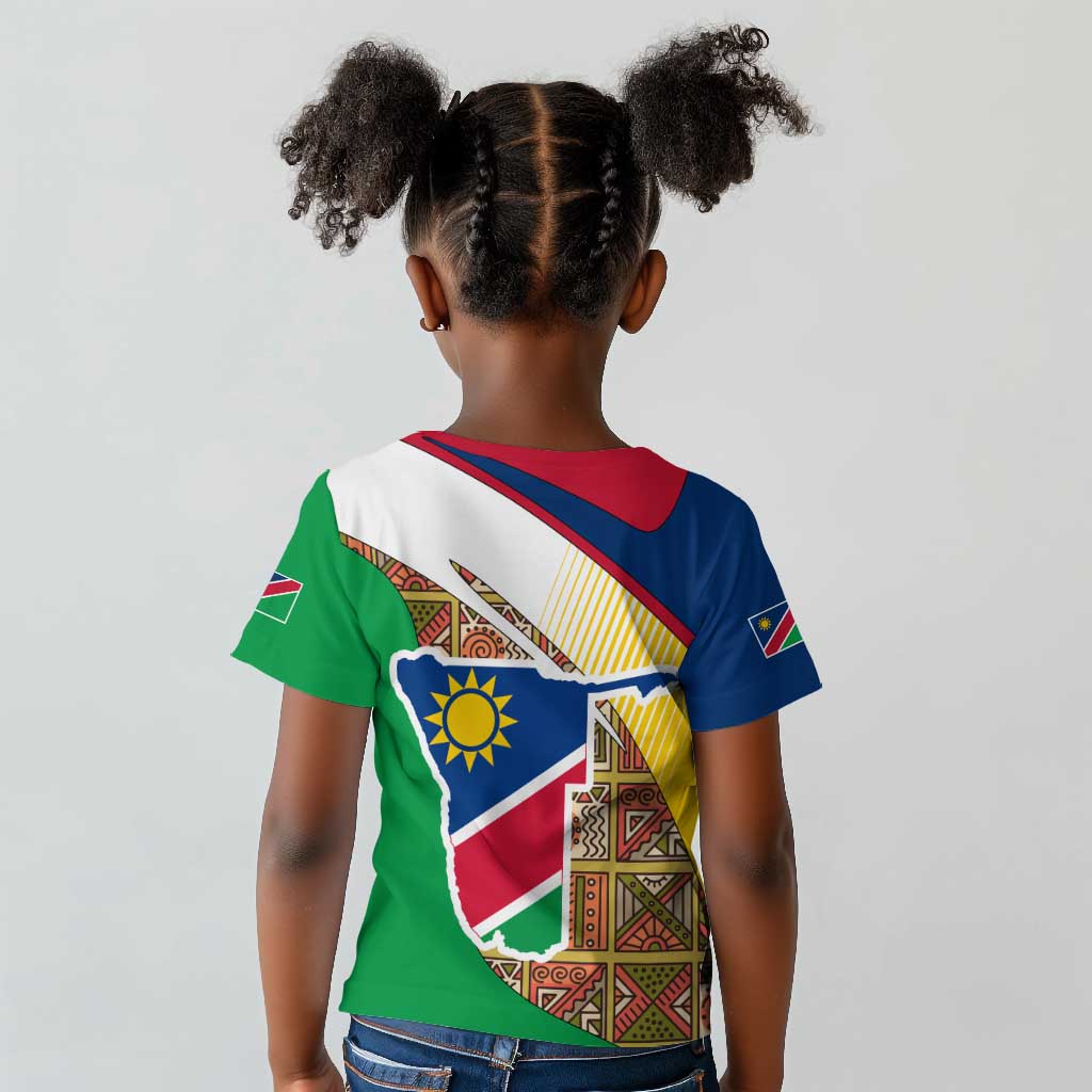 Afro Namibia Map Kid T shirt National Emblem and Cultural Motif Design