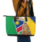 Afro Namibia Map Leather Tote Bag National Emblem and Cultural Motif Design