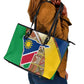 Afro Namibia Map Leather Tote Bag National Emblem and Cultural Motif Design