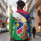 Afro Namibia Map Long Sleeve Button Shirt National Emblem and Cultural Motif Design