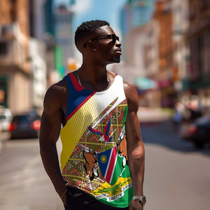 Afro Namibia Map Men Tank Top National Emblem and Cultural Motif Design