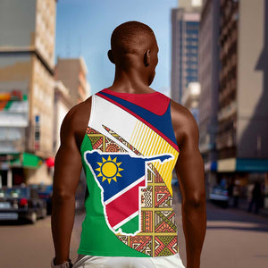 Afro Namibia Map Men Tank Top National Emblem and Cultural Motif Design