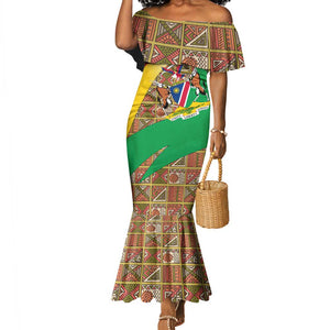 Afro Namibia Map Mermaid Dress National Emblem and Cultural Motif Design