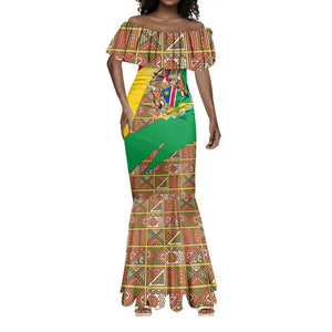 Afro Namibia Map Mermaid Dress National Emblem and Cultural Motif Design